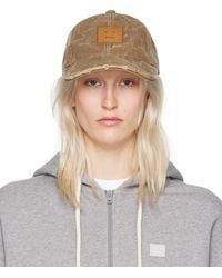 Acne Studios - Brown Leather Face Patch Cap - Lyst