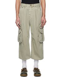 R13 - グリーン クロップド マルチポケット デニム カーゴパンツ - Lyst