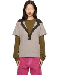 Edward Cuming - Khaki & Double Layered Long Sleeve Polo - Lyst