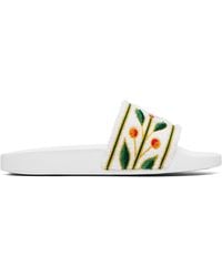 CASABLANCA - Embroidered Terry Slides - Lyst