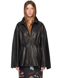 Nour Hammour - Passage Funnelneck Leather Jacket - Lyst