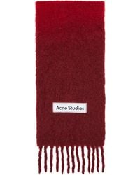 Acne Studios - Écharpe Rouge En Laine À Franges - Lyst