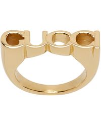 Gucci - Logo-script Antique Gold-toned Metal Ring - Lyst