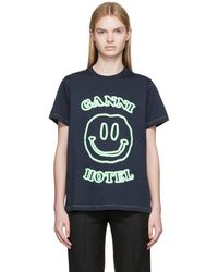 Ganni ネイビー Hotel Tシャツ - マルチカラー