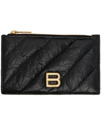 Balenciaga - Long porte-cartes noir en cuir froissé à pochette à monnaie - Lyst