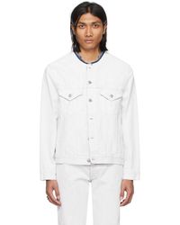 Maison Margiela - White Collarless Denim Jacket - Lyst