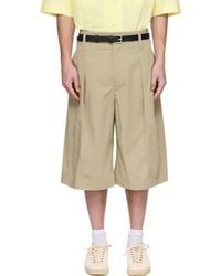 Lemaire - Khaki Maxi Pleated Bermuda Shorts - Lyst