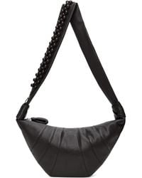 Lemaire - Moyen Sac Croissant Brun À Perles - Lyst