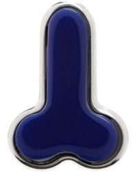 JW Anderson - Silver & Blue Penis Stud Single Earring - Lyst
