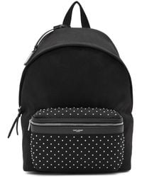 Saint Laurent Black Canvas Studded City Backpack