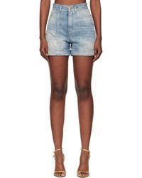 Balmain - Short Bleu En Denim À Motif À Losanges - Lyst