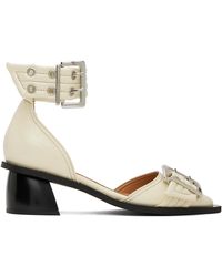 Ganni - オフホワイト Feminine Buckle オープンカット ヒール - Lyst