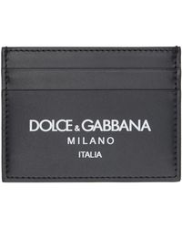 Dolce & Gabbana - Porte-cartes noir en cuir de veau à logo - Lyst