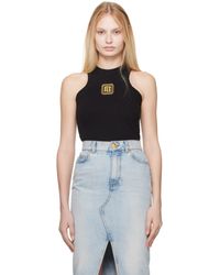 Balmain - ブラック Retro Pb Embroidery タンクトップ - Lyst