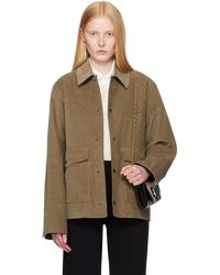 Burberry - Blouson Taupe En Velours Côtelé - Lyst