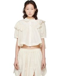 Simone Rocha - Off- Cropped Puff Sleeve Ruffle Frill Shirt - Lyst