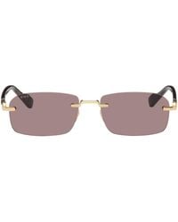 Gucci - Gold & Tortoiseshell Rimless Sunglasses - Lyst