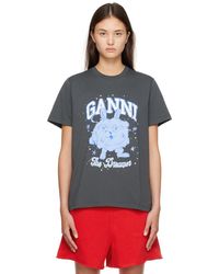 Ganni - Dream Bunny Graphic-print Boxy-fit Organic Cotton-jersey T-shirt - Lyst