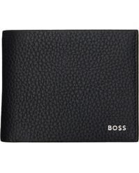 BOSS - Logo-lettering Trifold Leather Wallet - Lyst