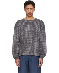 ERL - T-Shirt À Manches Longues Gris À Motif En Jacquard - Lyst