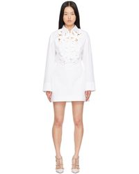 Valentino - Robe courte blanche à appliqués floraux brodés - Lyst