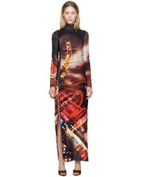 Jean Paul Gaultier - Robe longue noir et rouge en velours à motif pigalle - fashion fiction - Lyst