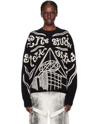 Acne Studios - Pull noir à logos et images en tricot jacquard - Lyst