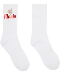 Rhude - Chaussettes blanches à image à logo - Lyst