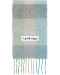 Acne Studios - Écharpe Bleu Et Vert À Carreaux Et À Franges - Lyst