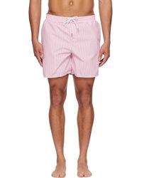 Lacoste - Pink Striped Swim Shorts - Lyst