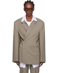 Frankie Shop - Taupe Crosby Wrap Blazer - Lyst