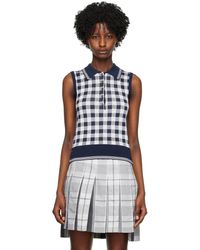 Thom Browne - Navy Check Polo - Lyst