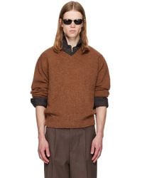 Tonywack - Tan Brushed Shaggy Dog V-Neck Sweater - Lyst