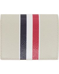Thom Browne - Off- Pebble Grain Rwb Stripe Double Card Holder - Lyst