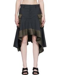 Sacai - Suiting & Nylon Twill Midi Skirt - Lyst