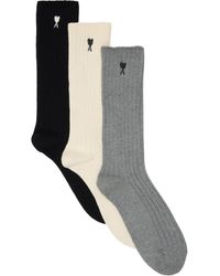Ami Paris - Three-Pack Ami De Coeur Socks - Lyst