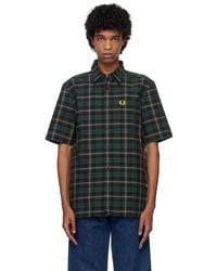 Fred Perry - Chemise Bleu Marine Et Vert En Toile Oxford À Motif Tartan - Lyst