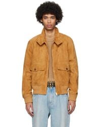 Bally - Brown Spread Collar Leather Jacket - Lyst