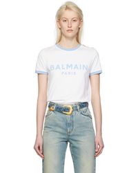Balmain - ホワイト 3つボタン Tシャツ - Lyst
