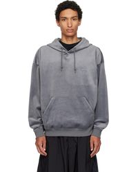 Y-3 - Pull À Capuche Gris En Velours Côtelé - Lyst