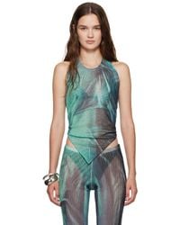 Jean Paul Gaultier - Haut De Style Foulard Bleu En Filet À Imprimé Water - Lyst