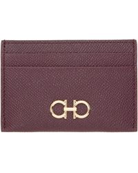 Ferragamo - Burgundy Gancini Credit Card Holder - Lyst