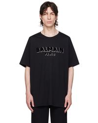 Balmain - T-shirt noir à logo floqué - Lyst