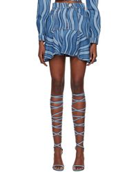 Area - Mini-jupe bleue en denim à rayures - Lyst