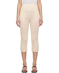 Pleats Please Issey Miyake - Off-white Monthly Colors April Trousers - Lyst