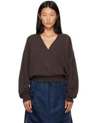 OPEN YY - Wool Criss Cross Wrap Knit Sweater - Lyst