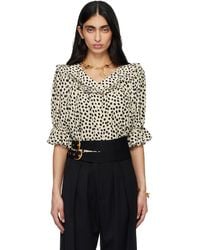 Chloé - Off- Puff-Sleeve Ruffle Crêpe De Chine Blouse - Lyst