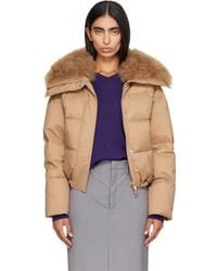 Yves Salomon - Waterproof Technical Lambswool Trim Short Down Jacket - Lyst