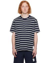 Thom Browne - Navy Striped T-shirt - Lyst