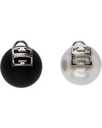 Givenchy - Boucles d'oreilles noir et blanc à logo 4g - Lyst